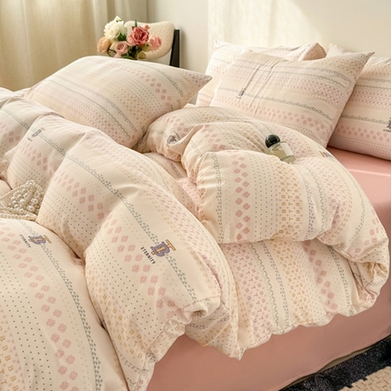 91家纺网 家纺一手货源 找家纺 （总）欧尚 2025新款有氧针织双层纱四件套