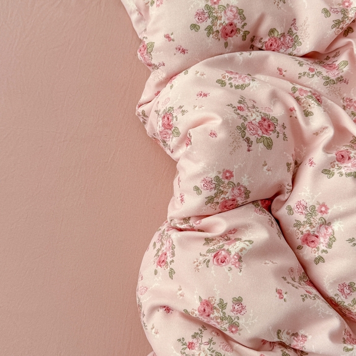 91家纺网 家纺一手货源 找家纺 欧尚 2025新款有氧针织双层纱四件套 花影粉