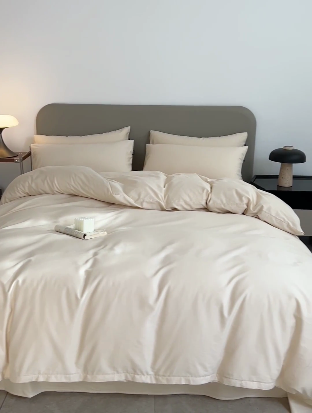 91家纺网 家纺一手货源 找家纺 富馨莱 2025新款60支纯棉纯色双拼四件套 奶白