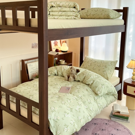 91家纺网 家纺一手货源 找家纺 寻米 2025新款A类全棉双层纱学生三件套 茉莉青提