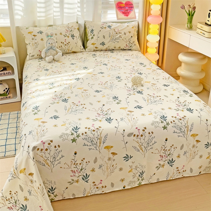 91家纺网 家纺一手货源 找家纺 名兮家居 2025新款13372全棉印花四件套单品系列-单床单 东篱