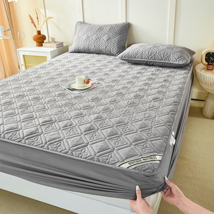 91家纺网 家纺一手货源 找家纺 买家秀不断货A类母婴级13372斜纹纯棉夹棉床笠三件套全棉床笠三件套纯色全棉床笠纯棉纯色床笠三件套 轻奢-绅士灰