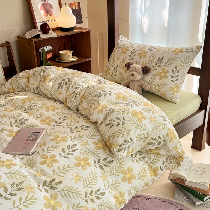 91家纺网 家纺一手货源 找家纺 寻米 2025新款A类全棉双层纱学生三件套 初夏