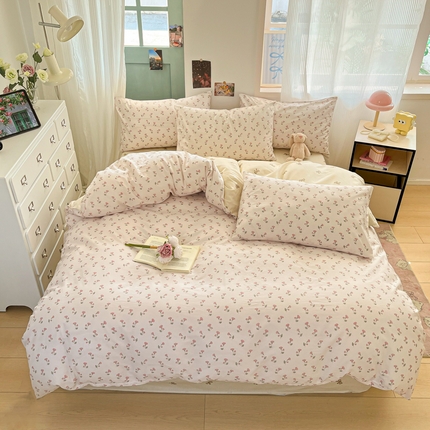 91家纺网 家纺一手货源 找家纺 寻米 2025新款13070全棉印花四件套系列 花漾