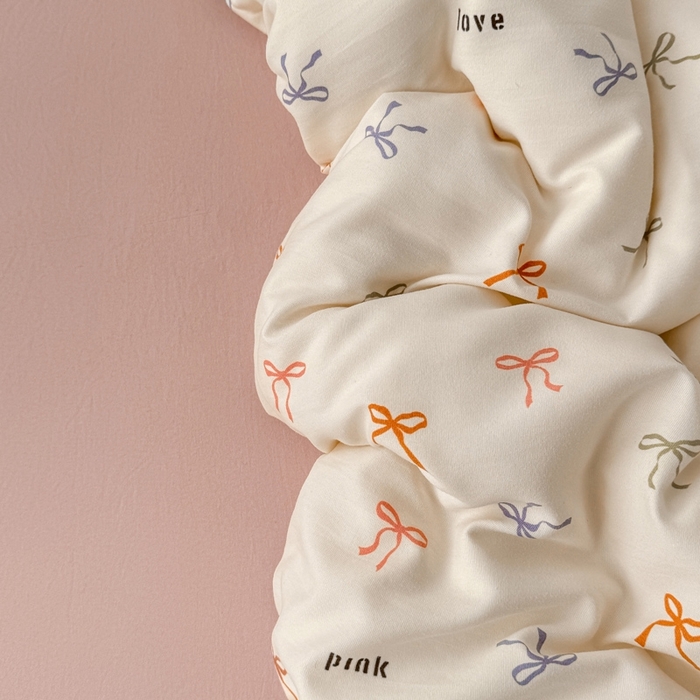 91家纺网 家纺一手货源 找家纺 欧尚 2025新款有氧针织双层纱四件套 蝴蝶结