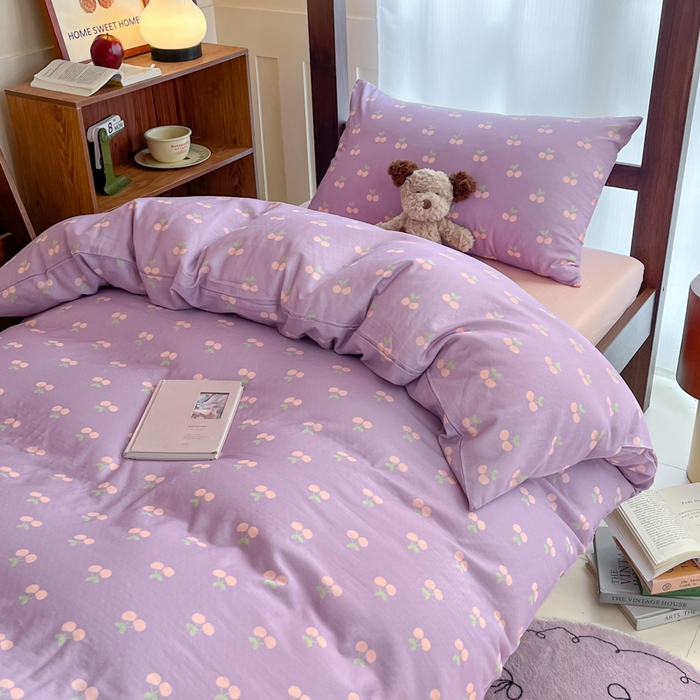 91家纺网 家纺一手货源 找家纺 寻米 2025新款A类全棉双层纱学生三件套 车厘子