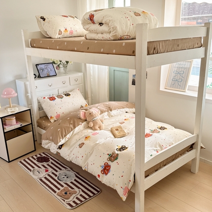 寻米 2025新款13070全棉水洗棉学生三件套 快乐熊仔