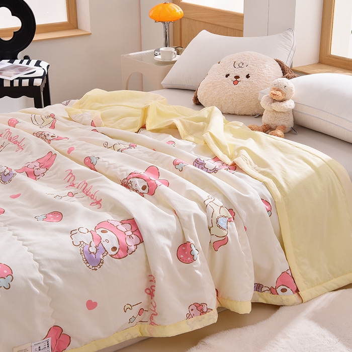 91家纺网 家纺一手货源 找家纺 艾兜坊 2025新款三丽鸥亲肤原棉夏被 星月美乐蒂