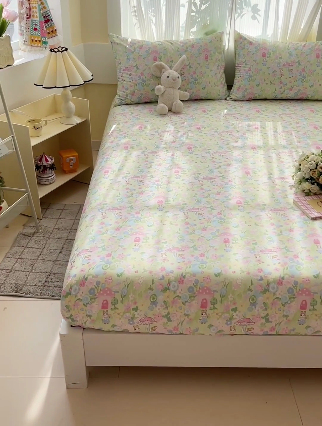 91家纺网 家纺一手货源 找家纺 名兮家居 2025新款13372全棉印花四件套单品系列-单床笠 花花世界