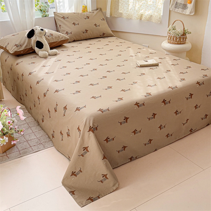 91家纺网 家纺一手货源 找家纺 名兮家居 2025新款13372全棉印花四件套单品系列-单床单 弹簧狗