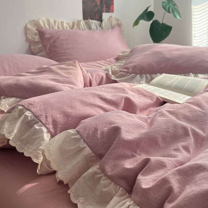 91家纺网 家纺一手货源 找家纺 慕澄家纺 2025新款中古风法式蕾丝复古四件套 少艾