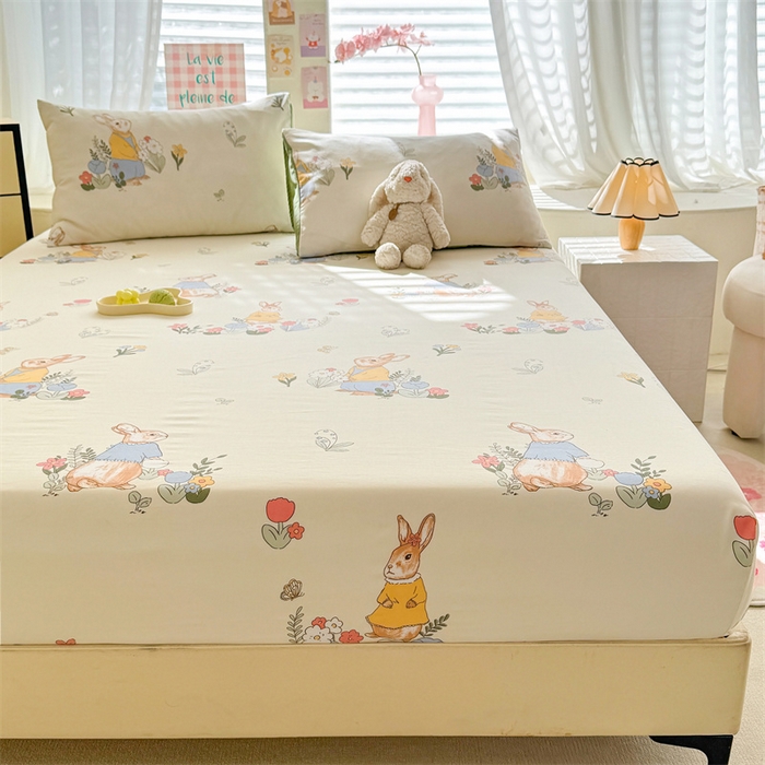 91家纺网 家纺一手货源 找家纺 多品家纺 2025新款超柔水洗云朵棉单品床笠 春日庄园