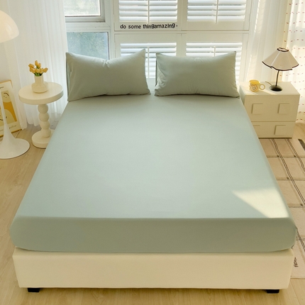 富馨莱 2025新款60支纯棉纯色床笠 抹茶绿