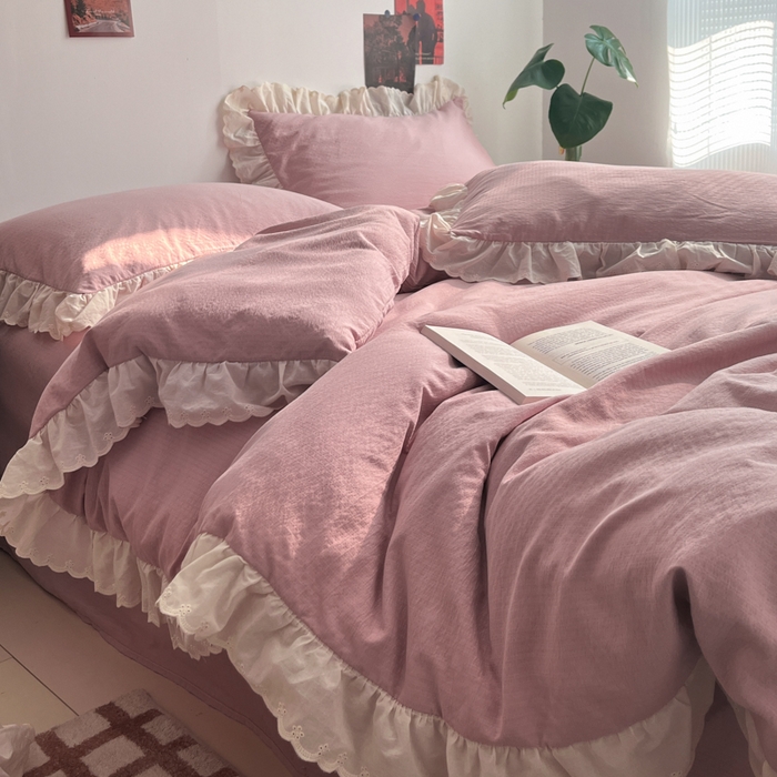 91家纺网 家纺一手货源 找家纺 慕澄家纺 2025新款中古风法式蕾丝复古四件套 少艾