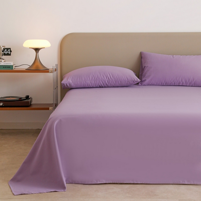 91家纺网 家纺一手货源 找家纺 富馨莱 2025新款60支纯棉纯色双拼四件套 丁香紫