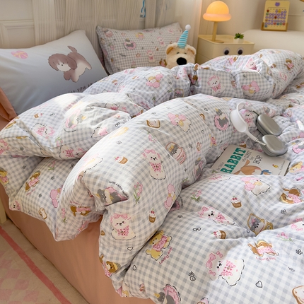 宏源家纺 2025新款A类水洗云朵棉单被套 狗狗可丽饼