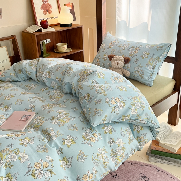 91家纺网 家纺一手货源 找家纺 寻米 2025新款A类全棉双层纱学生三件套 澜月