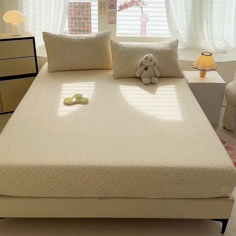 91家纺网 家纺一手货源 找家纺 多品家纺 2025新款超柔水洗云朵棉单品床笠 花语