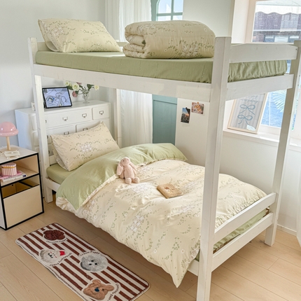 寻米 2025新款13070全棉水洗棉学生三件套 花园小兔