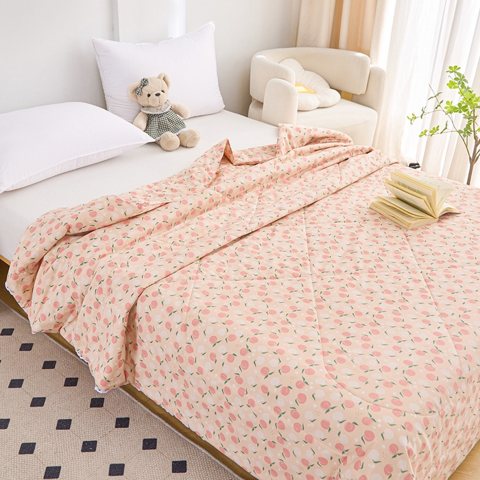 91家纺网 家纺一手货源 找家纺 首爱小清新印花里外全棉夏被纱布夏被纯棉夏被棉花被夏凉被空调被子儿童夏被 红蜜