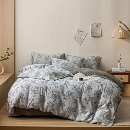 91家纺网 家纺一手货源 找家纺 （总）女子家纺 2025新款三层全棉水洗中式提花纽扣四件套