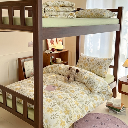 91家纺网 家纺一手货源 找家纺 寻米 2025新款A类全棉双层纱学生三件套 初夏