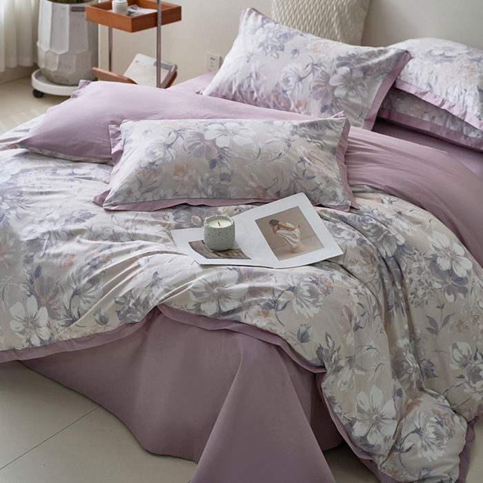 91家纺网 家纺一手货源 找家纺 橙艺家居 2025新款臻品柔棉印花四件套 露娜-玉