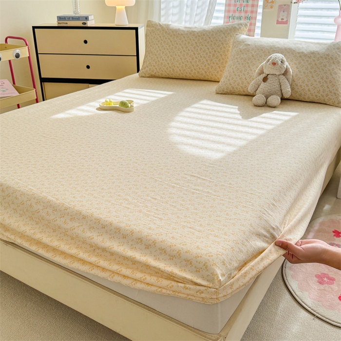 91家纺网 家纺一手货源 找家纺 多品家纺 2025新款超柔水洗云朵棉单品床笠 花语