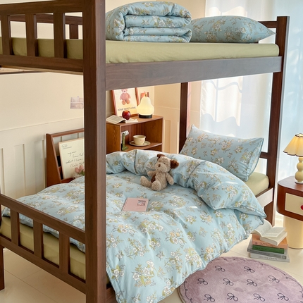 寻米 2025新款A类全棉双层纱学生三件套 澜月