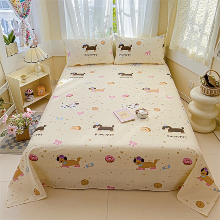 名兮家居 2025新款13372全棉印花四件套单品系列-单床单 贪吃狗狗