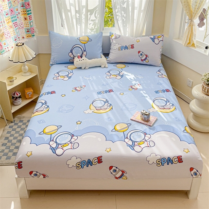 91家纺网 家纺一手货源 找家纺 名兮家居 2025新款13372全棉印花四件套单品系列-单床笠 太空旅行