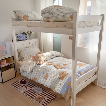 寻米 2025新款13070全棉水洗棉学生三件套 奶油小狗