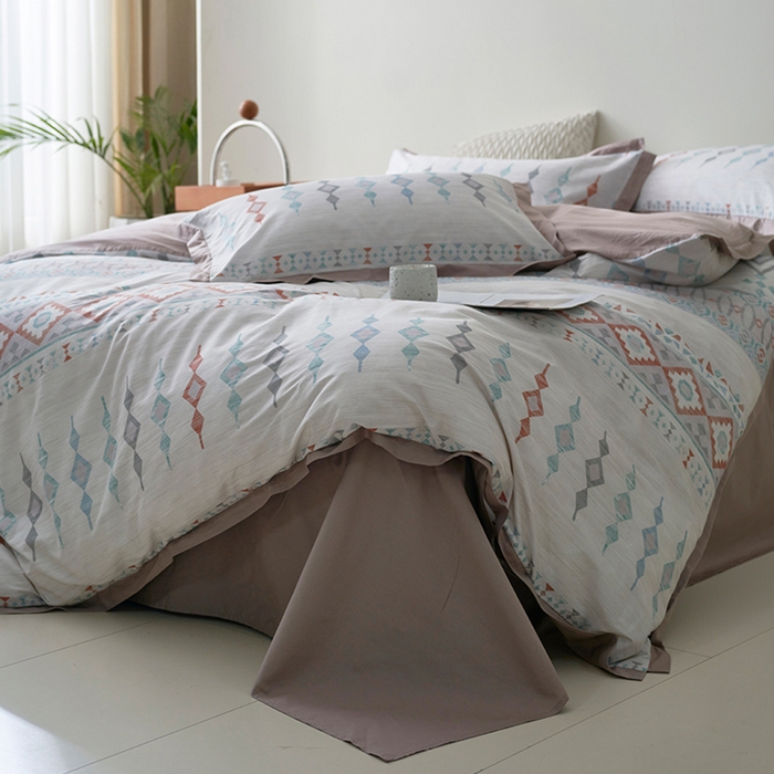 91家纺网 家纺一手货源 找家纺 橙艺家居 2025新款臻品柔棉印花四件套 节华