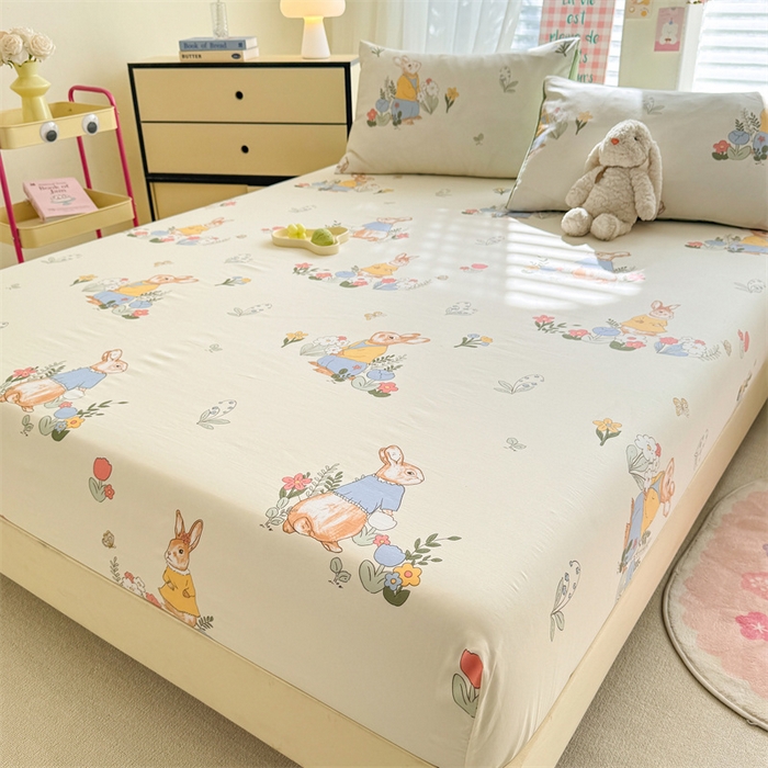 91家纺网 家纺一手货源 找家纺 多品家纺 2025新款超柔水洗云朵棉单品床笠 春日庄园