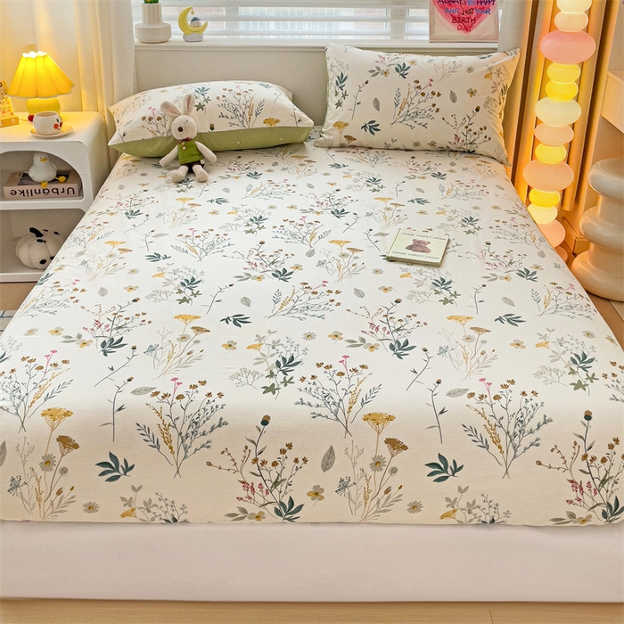 91家纺网 家纺一手货源 找家纺 名兮家居 2025新款13372全棉印花四件套单品系列-单床笠 东篱