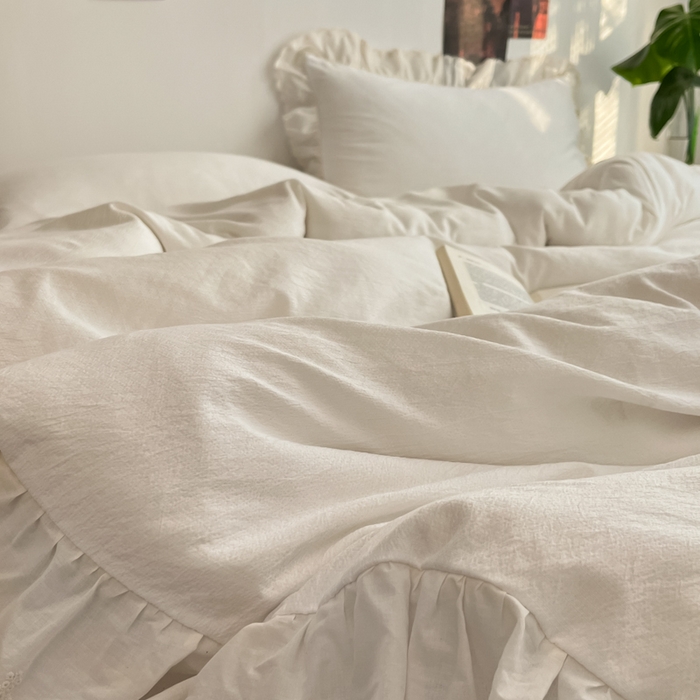 91家纺网 家纺一手货源 找家纺 慕澄家纺 2025新款中古风法式蕾丝复古四件套 奶茶