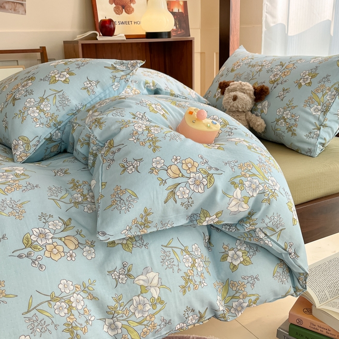 91家纺网 家纺一手货源 找家纺 寻米 2025新款A类全棉双层纱学生三件套 澜月