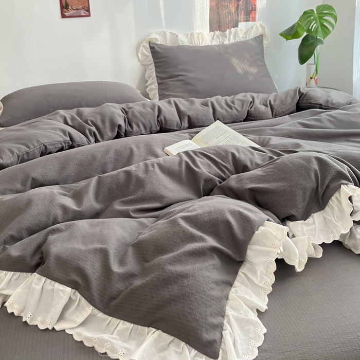 91家纺网 家纺一手货源 找家纺 慕澄家纺 2025新款中古风法式蕾丝复古四件套 密语