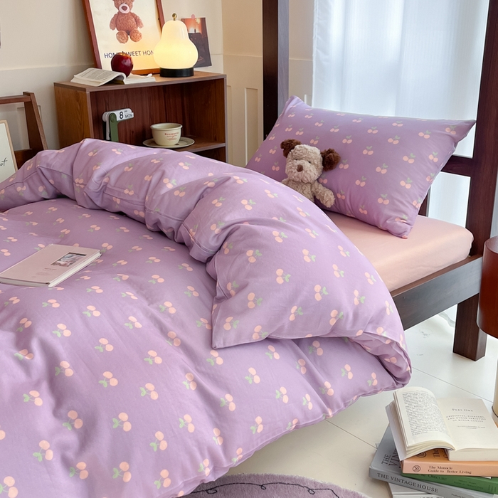 91家纺网 家纺一手货源 找家纺 寻米 2025新款A类全棉双层纱学生三件套 车厘子