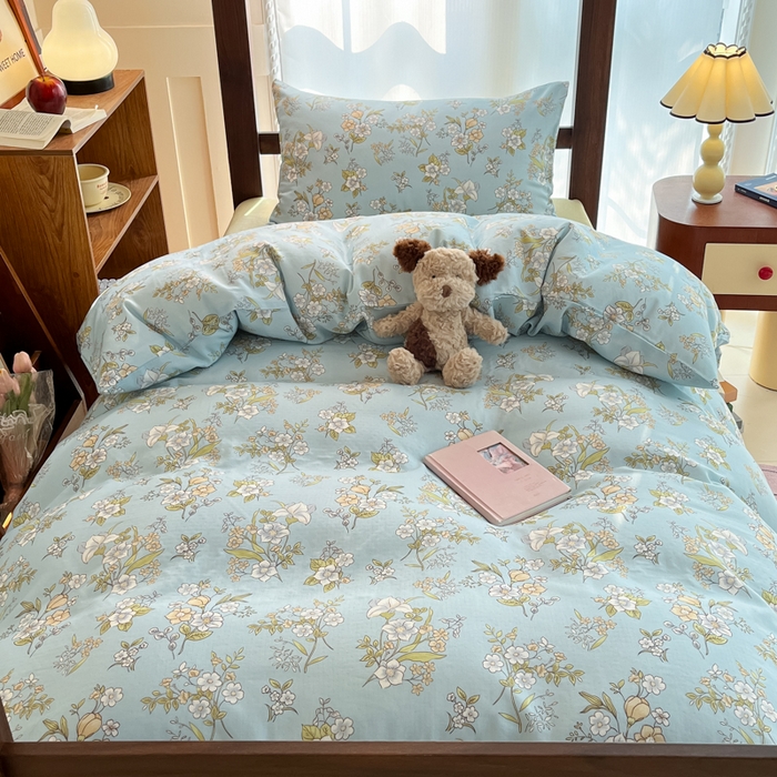 91家纺网 家纺一手货源 找家纺 寻米 2025新款A类全棉双层纱学生三件套 澜月