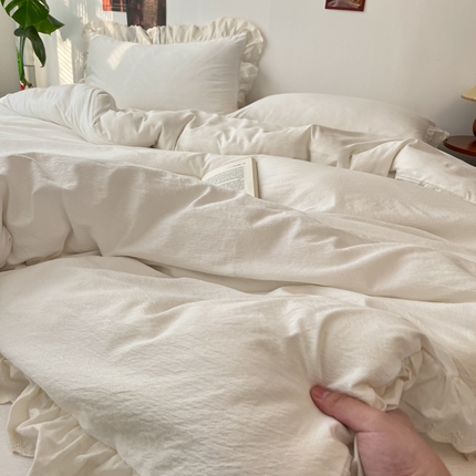 慕澄家纺 2025新款中古风法式蕾丝复古四件套 奶茶