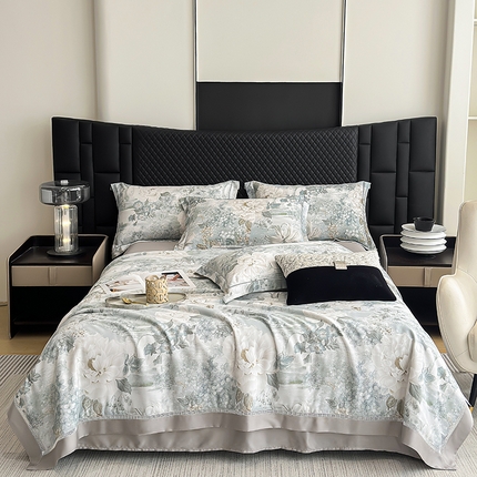 91家纺网 家纺一手货源 找家纺 （总）娇逸家居 2025新款50支印花莱赛尔天丝夏被镂空款花边夏凉被