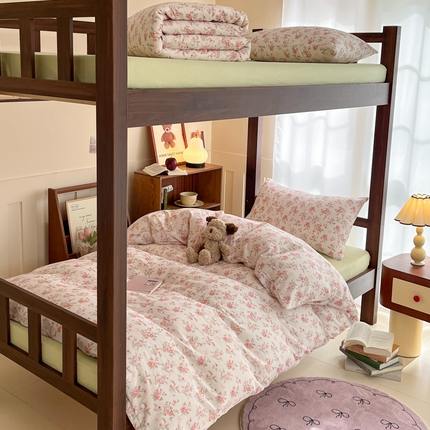 寻米 2025新款A类全棉双层纱学生三件套 甜茶