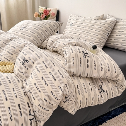 91家纺网 家纺一手货源 找家纺 （总）欧尚 2025新款有氧针织双层纱四件套