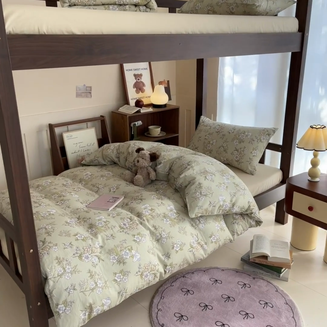 91家纺网 家纺一手货源 找家纺 寻米 2025新款A类全棉双层纱学生三件套 乐枝