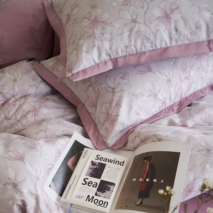 91家纺网 家纺一手货源 找家纺 橙艺家居 2025新款臻品柔棉印花四件套 栀柔-粉