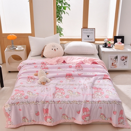 91家纺网 家纺一手货源 找家纺 艾兜坊 2025新款三丽鸥亲肤原棉夏被 蝴蝶结美乐蒂