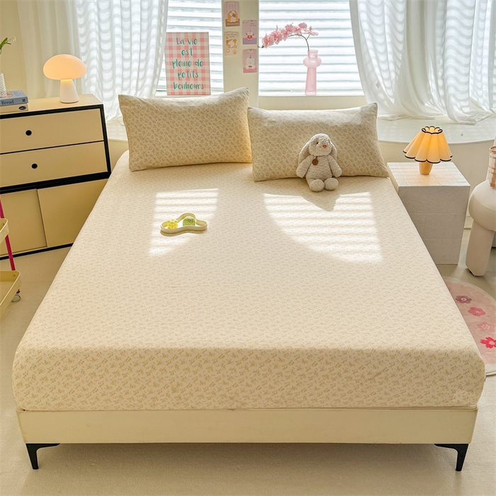 91家纺网 家纺一手货源 找家纺 多品家纺 2025新款超柔水洗云朵棉单品床笠 花语