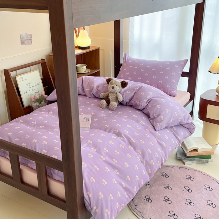 91家纺网 家纺一手货源 找家纺 寻米 2025新款A类全棉双层纱学生三件套 车厘子