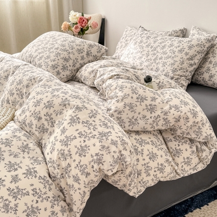 91家纺网 家纺一手货源 找家纺 （总）欧尚 2025新款有氧针织双层纱四件套